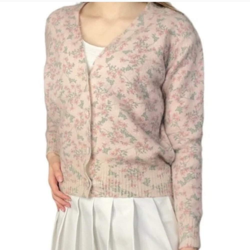 Bartollini Floral Cottagecore Mohair/Alpaca Blend Button Front Cardigan Italy M